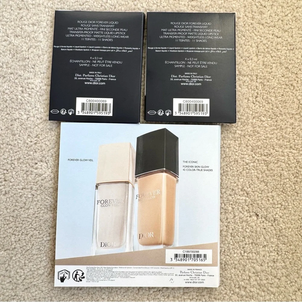 DIOR Rouge Forever Liquid Lipstick Nude Famous Grace Skin Glow Foundation Sample